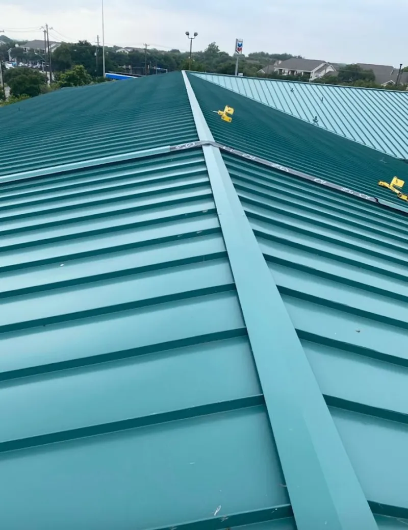 Green commercial metal roof ridge and valley for Metal Roof Repair in South Salt Lake
